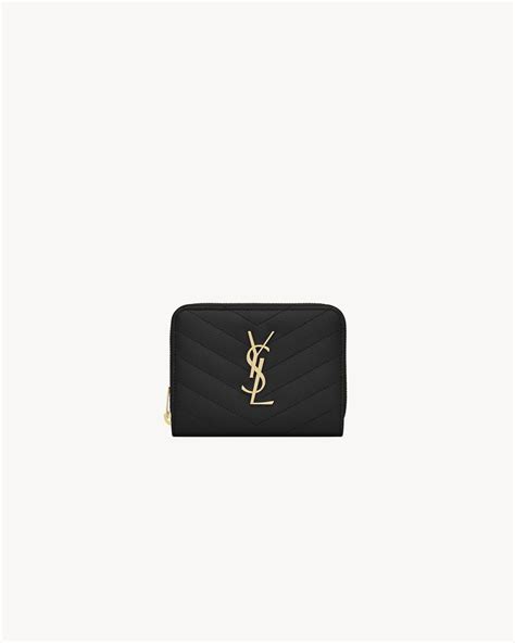 monogram ysl matelasse zip-around wallet|CASSANDRE MATELASSÉ compact zip around wallet in grain.